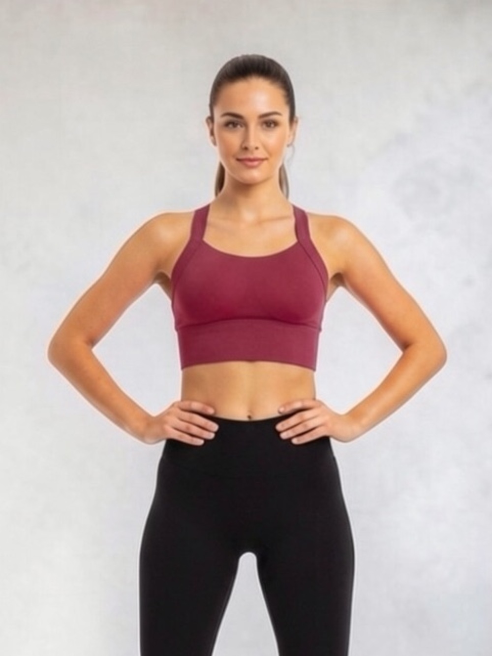 Women’s Seamless Sports Bra W/Crisscross Back D.Red High Impact Size-XXL NIB